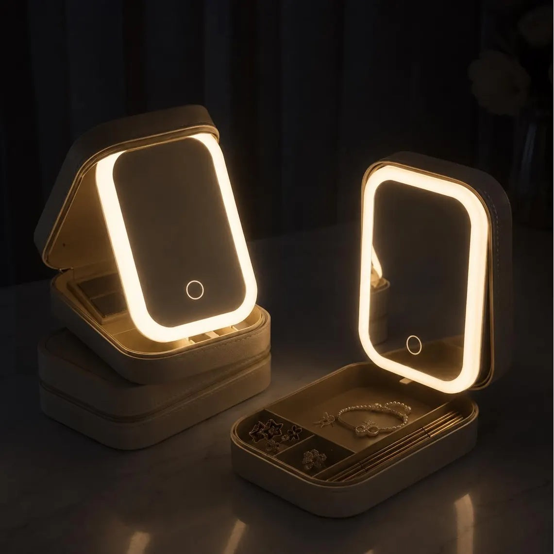 LED Travel Makeup Case Bag with Rechargeable Lighted Mirror