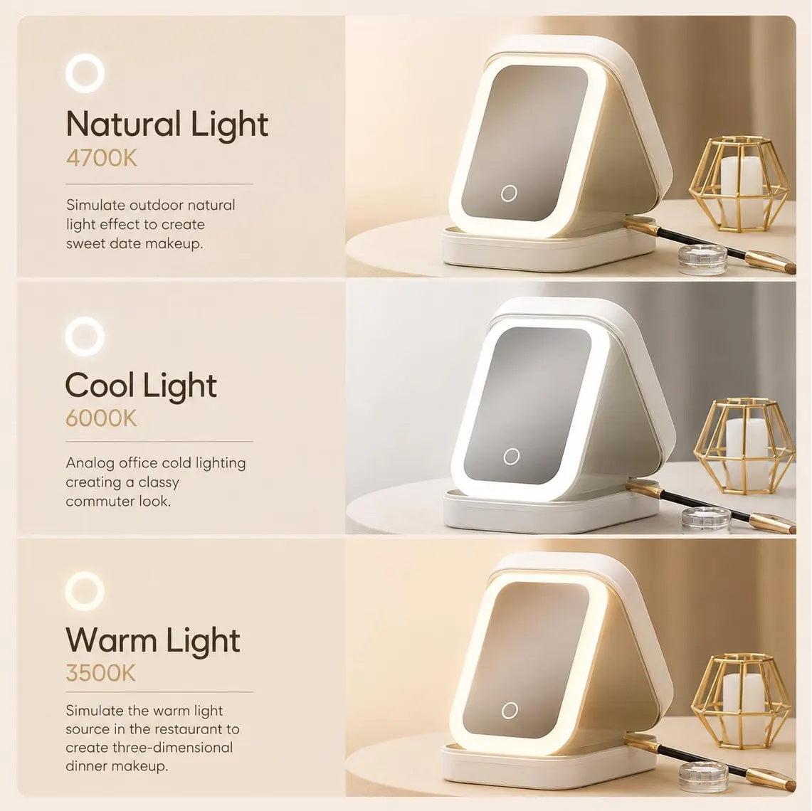 LED Travel Makeup Case Bag with Rechargeable Lighted Mirror