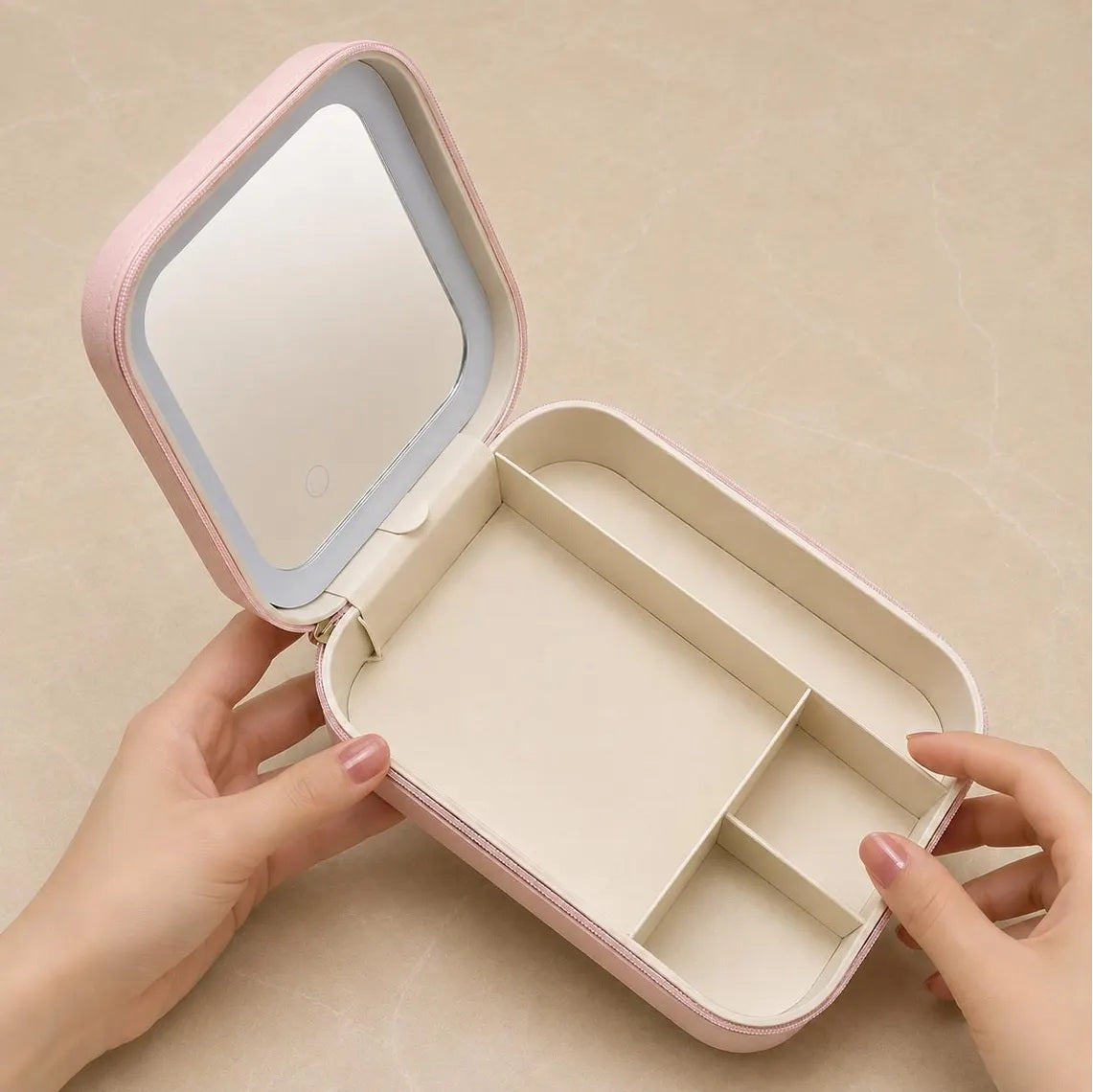 LED Travel Makeup Case Bag with Rechargeable Lighted Mirror