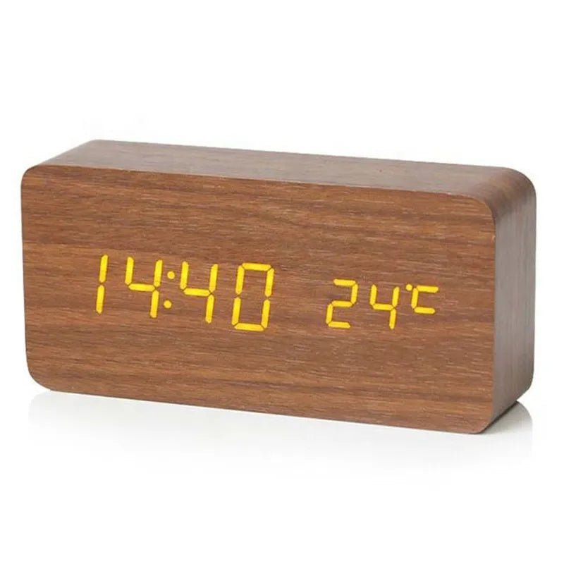 Natural Wooden LED Digital Alarm Clock with Adjustable Brightness | Elegant Timepiece for Home Decor 3
