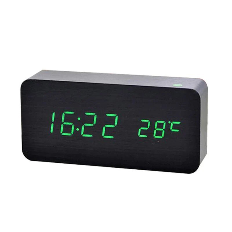 Natural Wooden LED Digital Alarm Clock with Adjustable Brightness | Elegant Timepiece for Home Decor 4