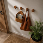Organic Pebble | Wooden Wall Hooks Set with Artisanal Design | Versatile Coat and Key Storage Solution for Home 5