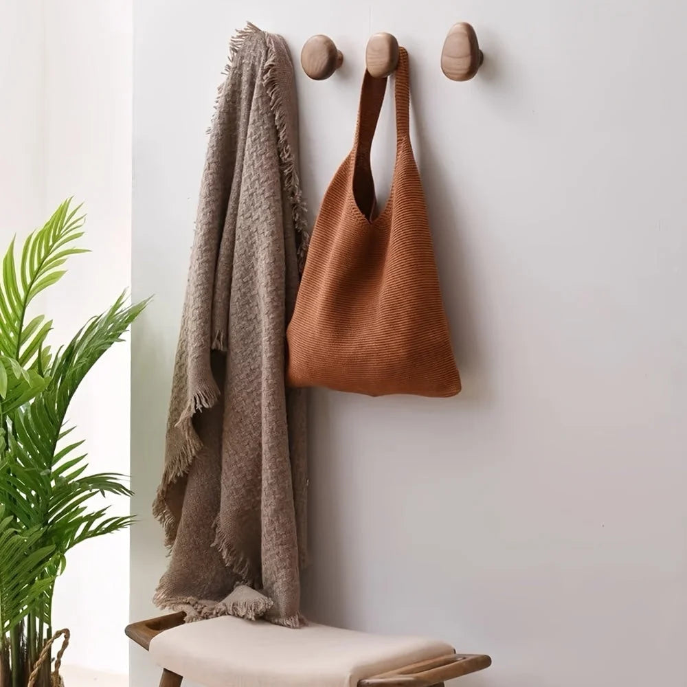 Organic Pebble | Wooden Wall Hooks Set with Artisanal Design | Versatile Coat and Key Storage Solution for Home 7