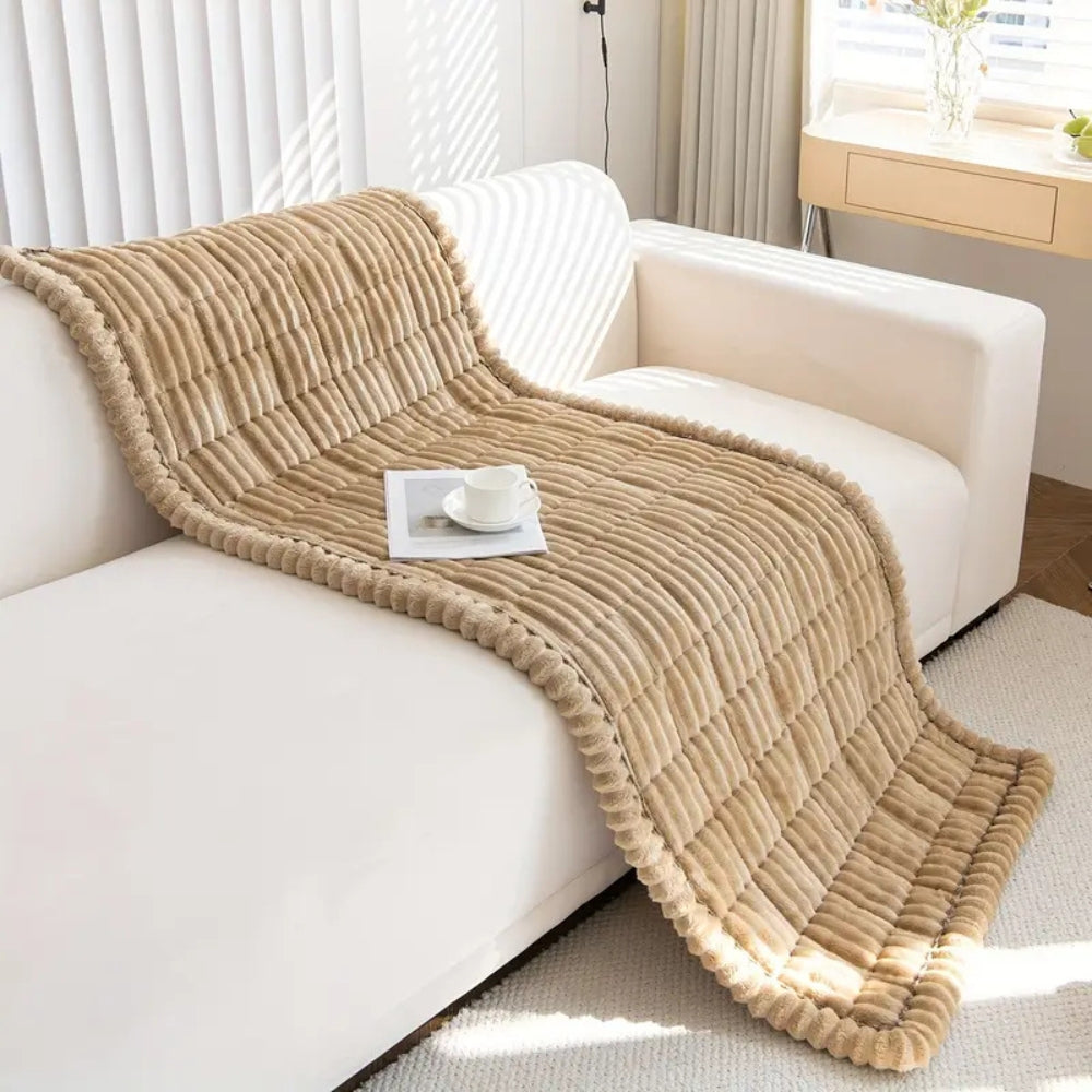 Plush pleated edges couch cover