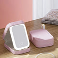 LED travel makeup bag with lighted mirror, Pink