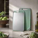 Versatile Kitchen Cutting Board | Double-Sided Stainless Steel & PP Design | Hygienic Food Prep with Integrated Juice Groove 2