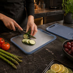 Versatile Kitchen Cutting Board | Double-Sided Stainless Steel & PP Design | Hygienic Food Prep with Integrated Juice Groove 3