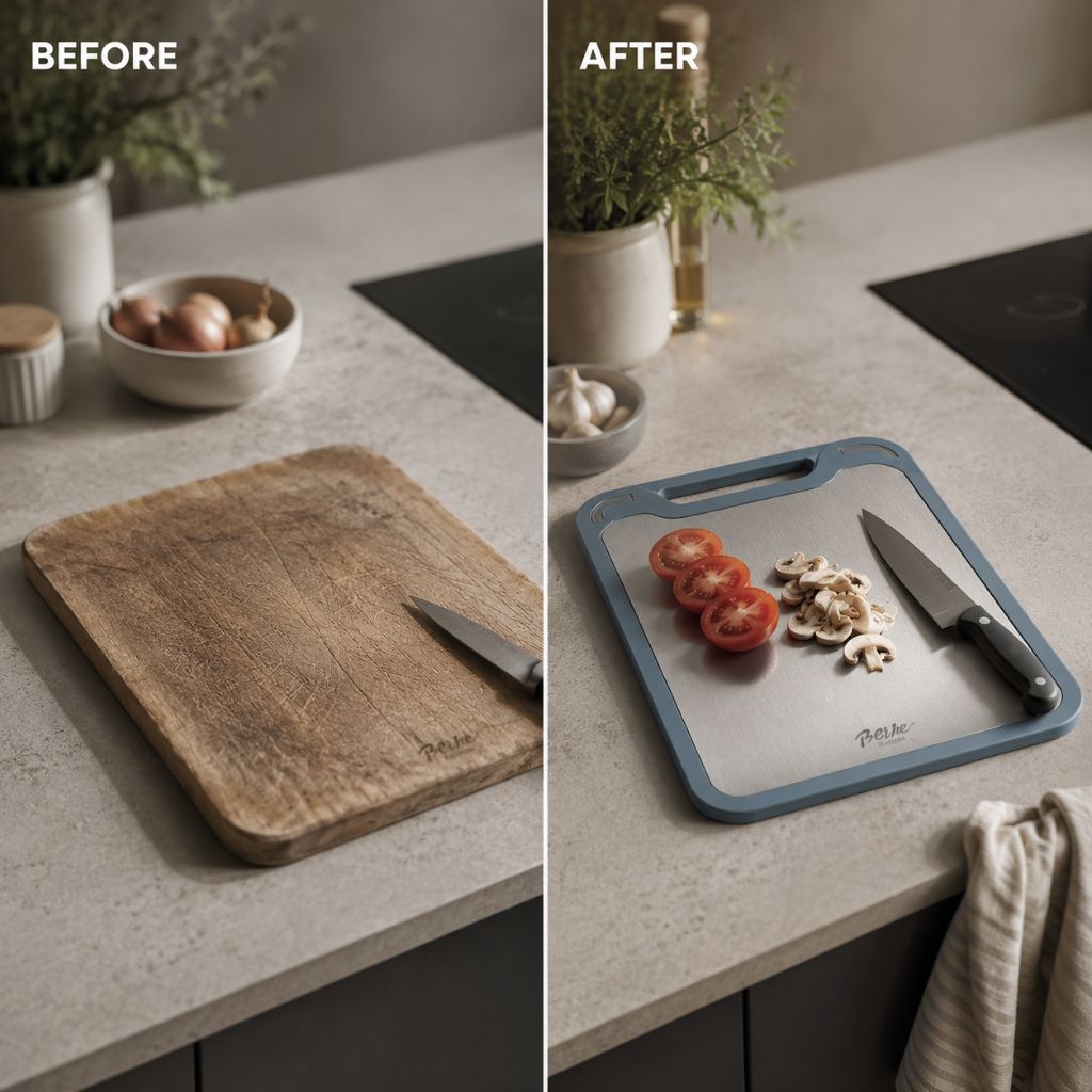 Versatile Kitchen Cutting Board | Double-Sided Stainless Steel & PP Design | Hygienic Food Prep with Integrated Juice Groove 6