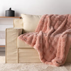 Faux fur blanket throw in Rose Blush