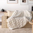 Faux fur blanket throw in Ivory Cream
