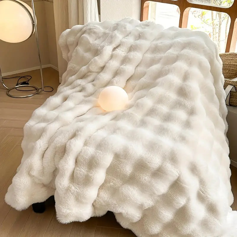 Faux fur blanket throw