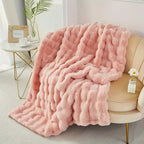 Faux fur blanket throw