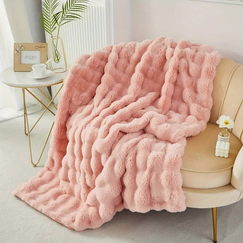 Faux fur blanket throw