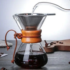 Glass pour-over coffee pot and cone dripper set