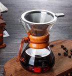 Glass pour-over coffee pot and cone dripper set