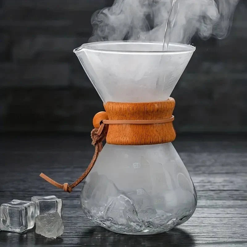 Glass pour-over coffee pot and cone dripper set