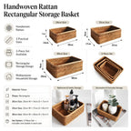 Handwoven Rattan Rectangular Storage Basket