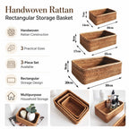 Handwoven Rattan Rectangular Storage Basket
