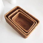 Handwoven Rattan Rectangular Storage Basket