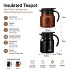 Insulated teapot with built-in infuser