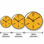 Modern Nordic wall clock size guide 25cm, 30cm and 35cm