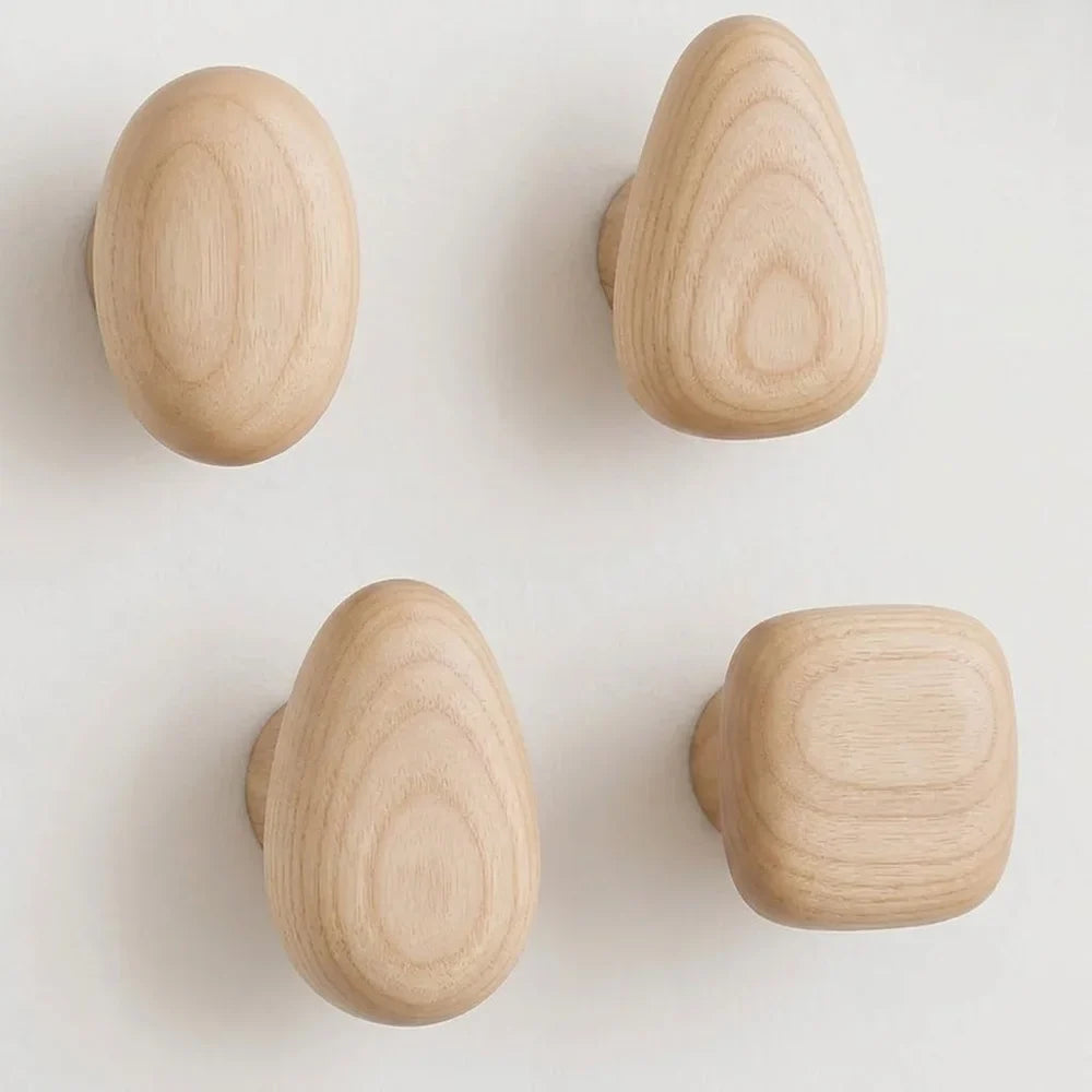 Organic pebble wood wall hooks