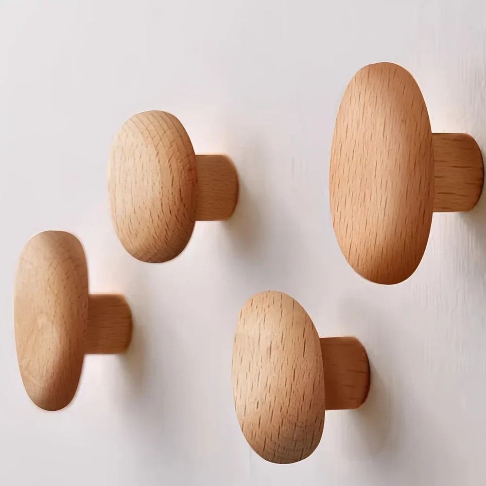 Organic pebble wood wall hooks