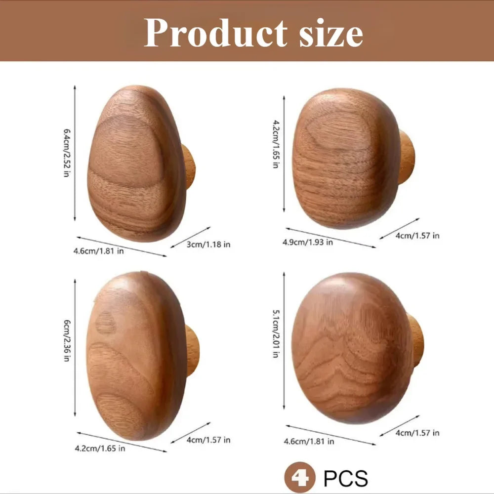 Organic pebble wood wall hooks