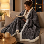 Reversible sherpa fleece blanket