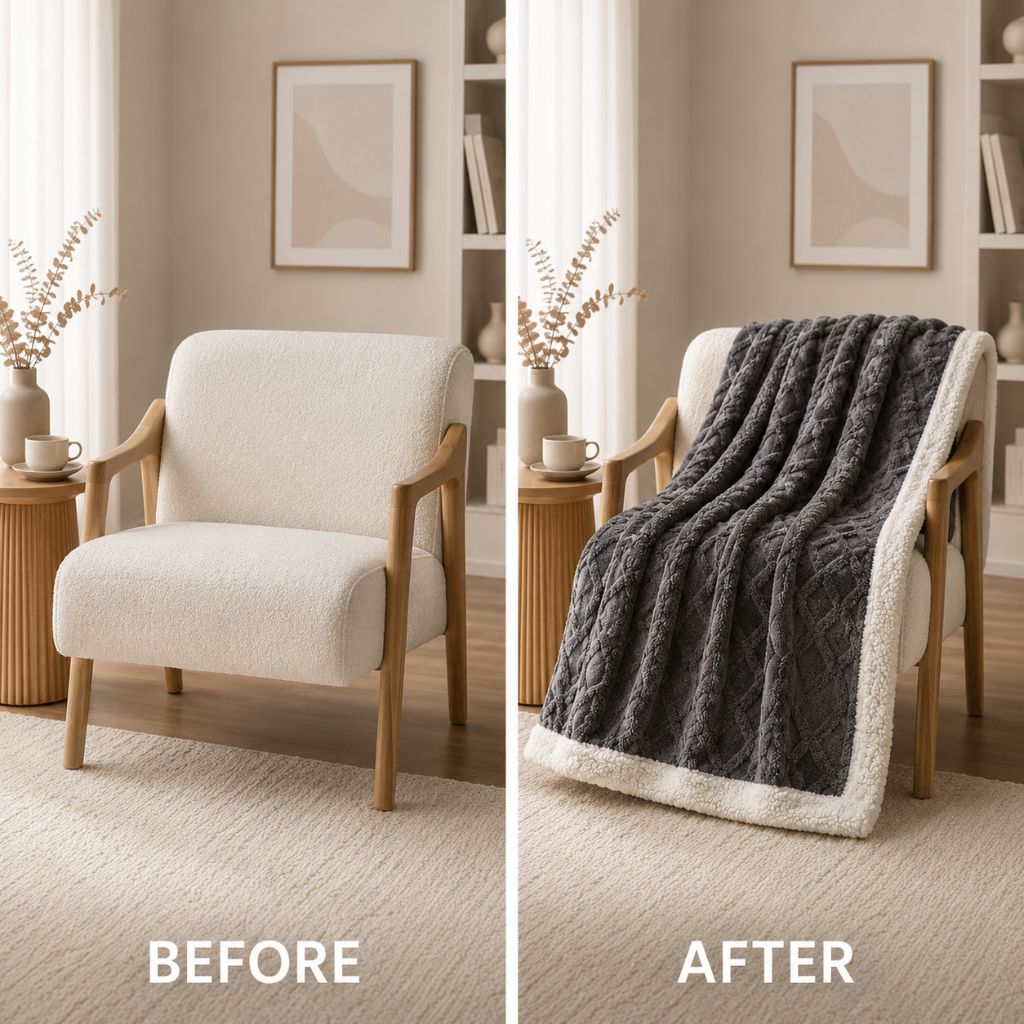 Reversible sherpa fleece blanket