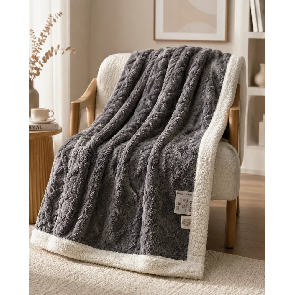 Reversible sherpa fleece blanket