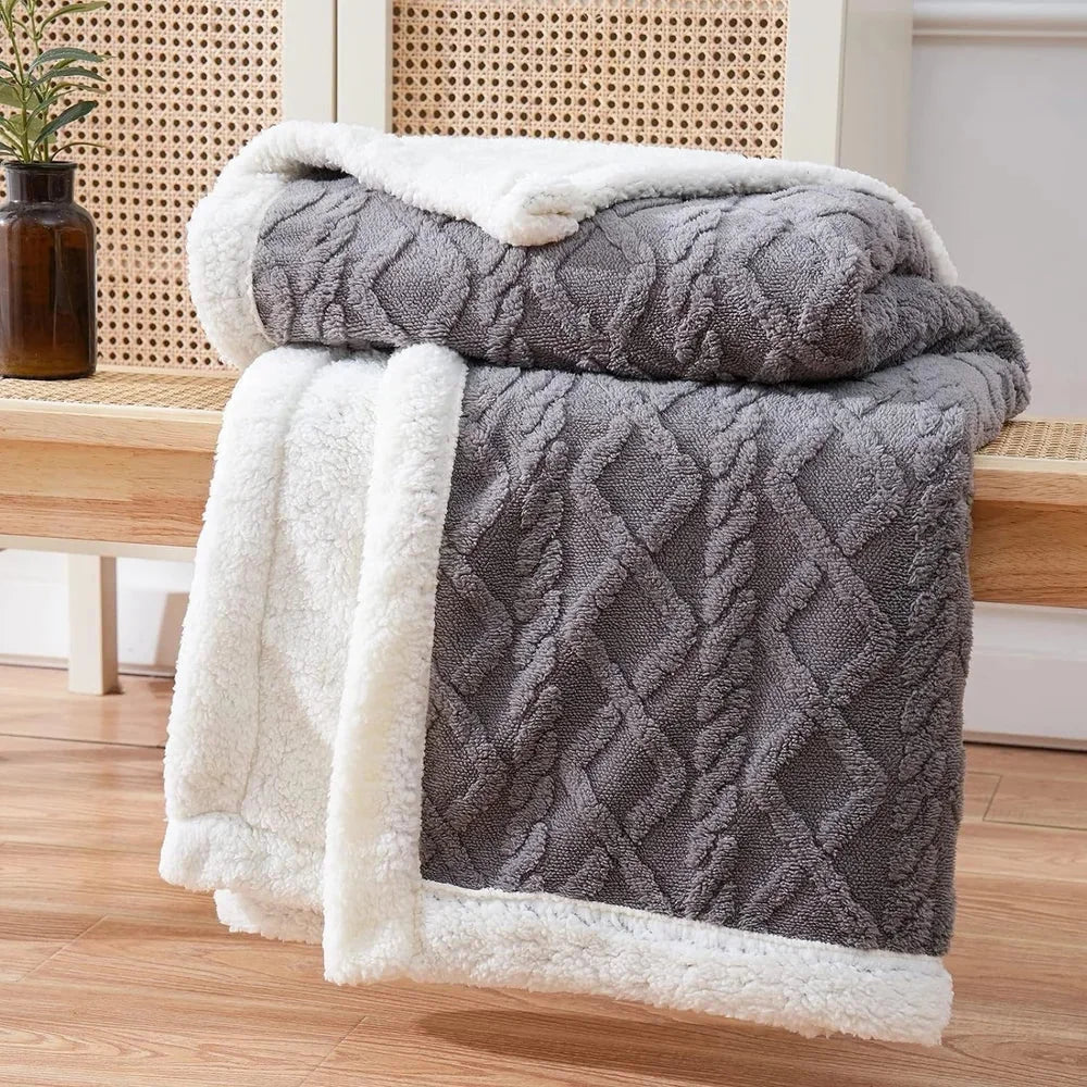 Reversible sherpa fleece blanket