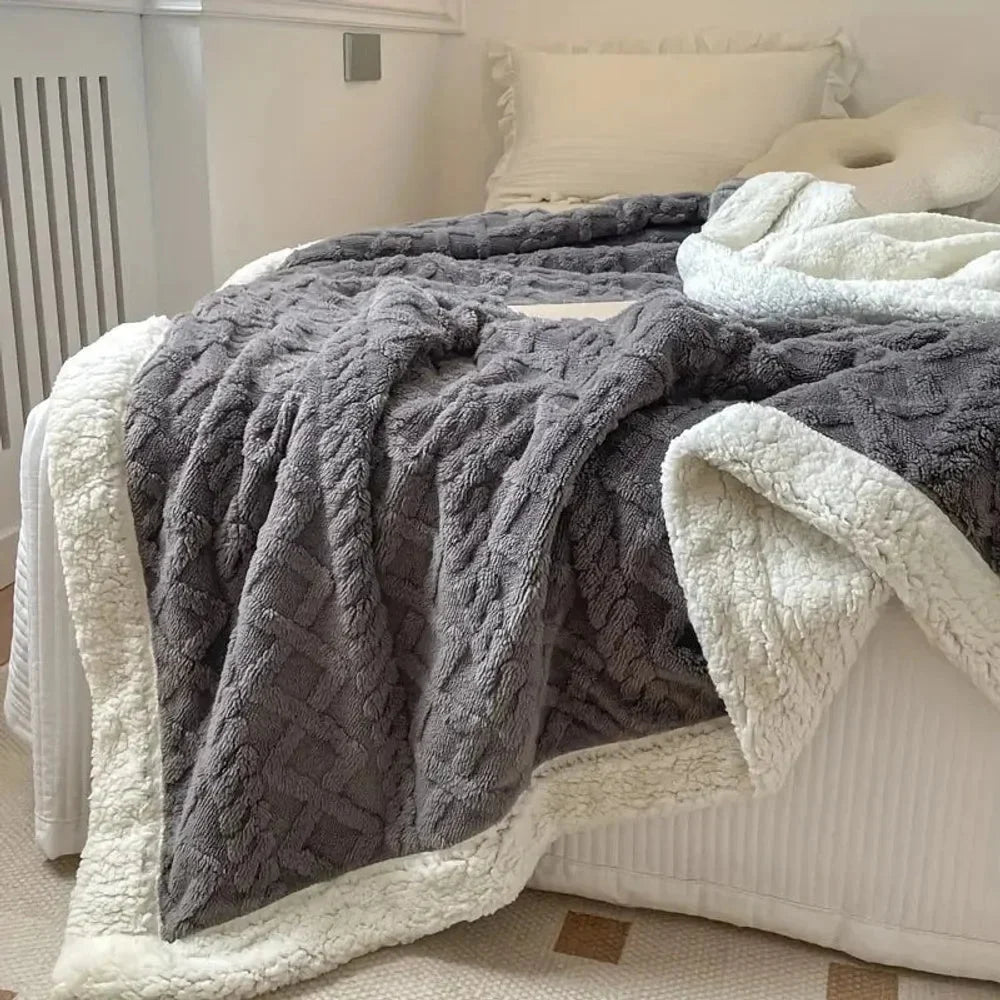 Reversible sherpa fleece blanket