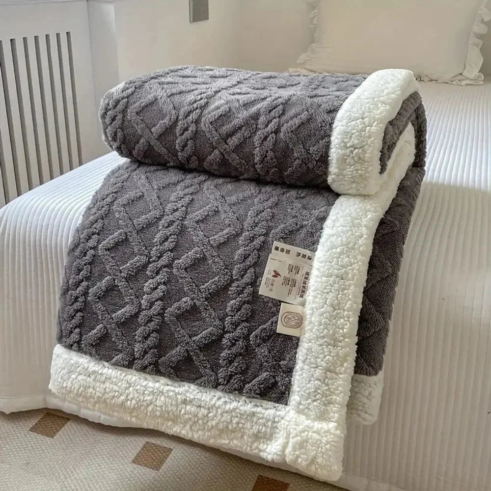 Reversible sherpa fleece blanket