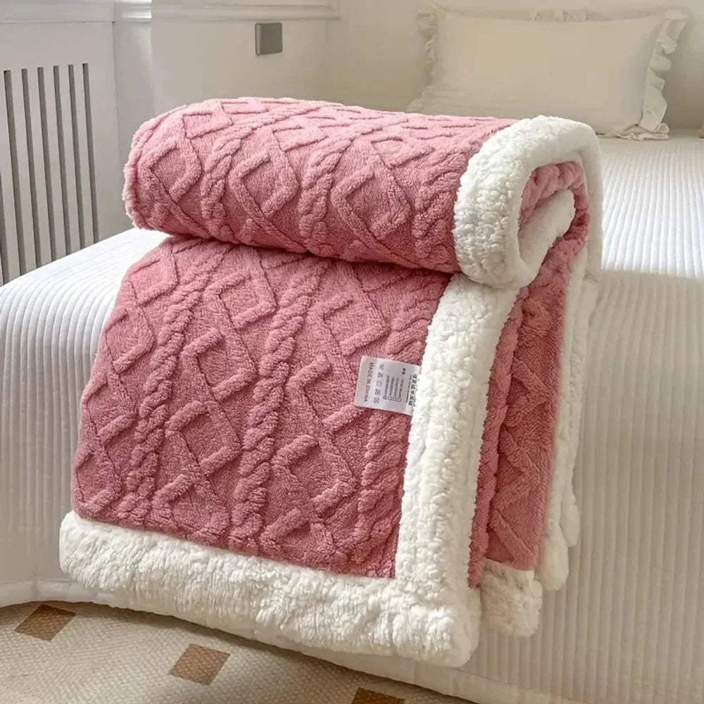 Reversible sherpa fleece blanket