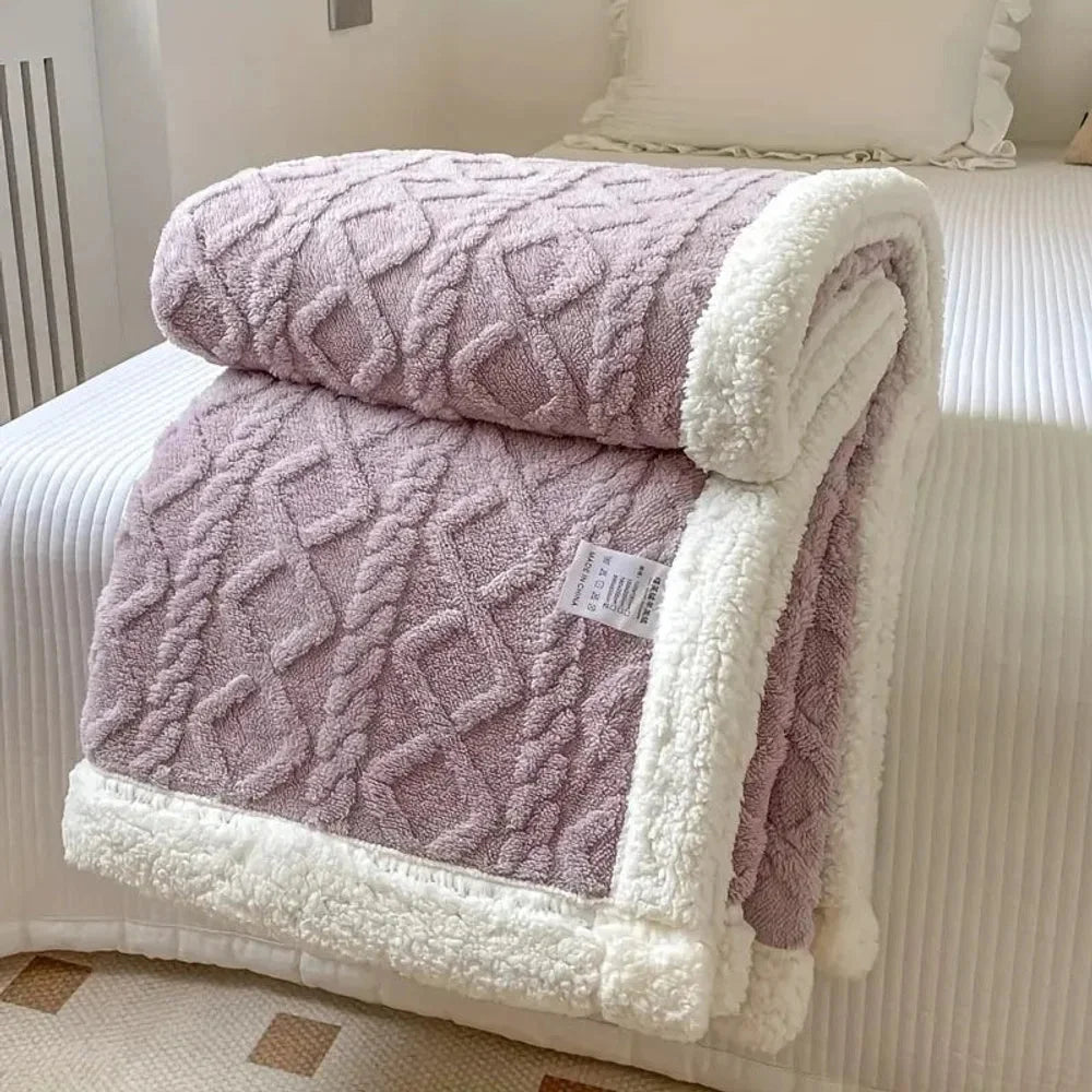 Reversible sherpa fleece blanket