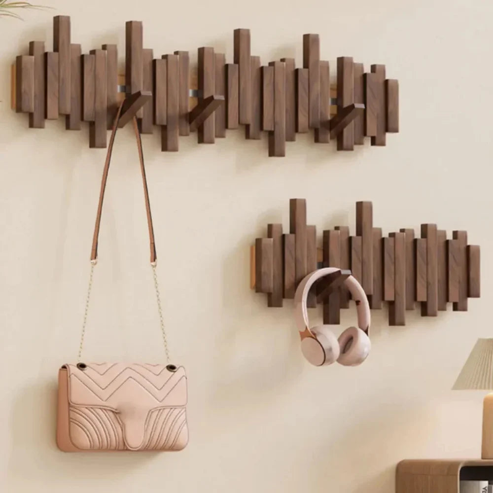 Wall-mounted wooden coat rack