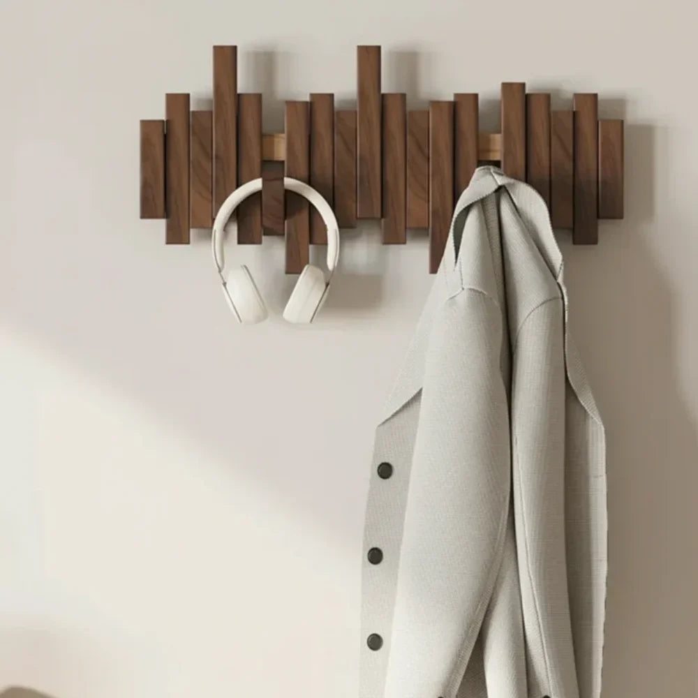 Wall-mounted wooden coat rack