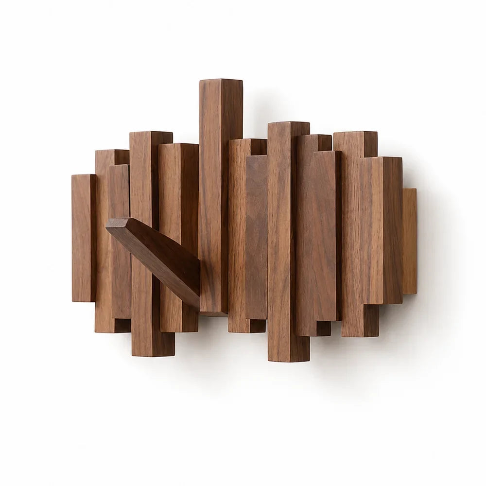 Wall-mounted wooden coat rack