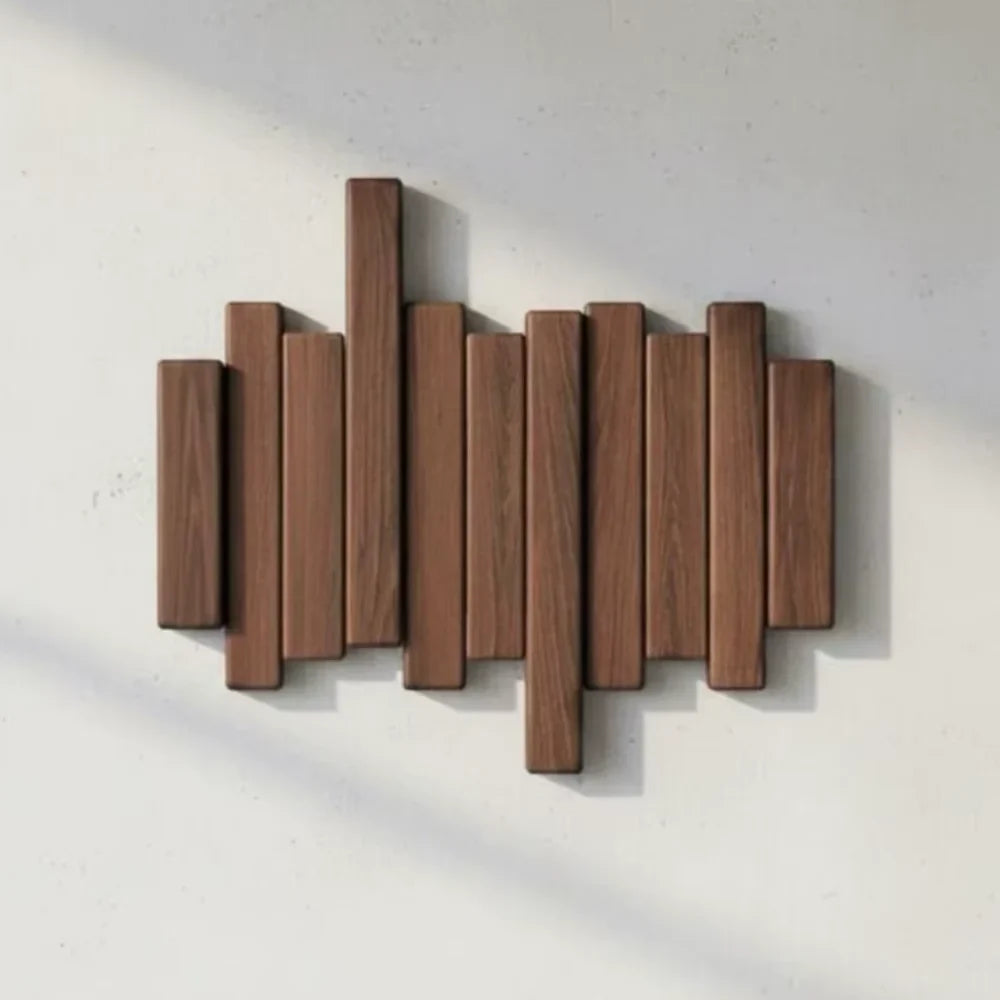 Wall-mounted wooden coat rack