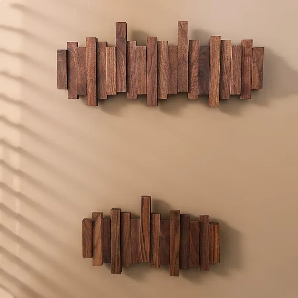 Wall-mounted wooden coat rack