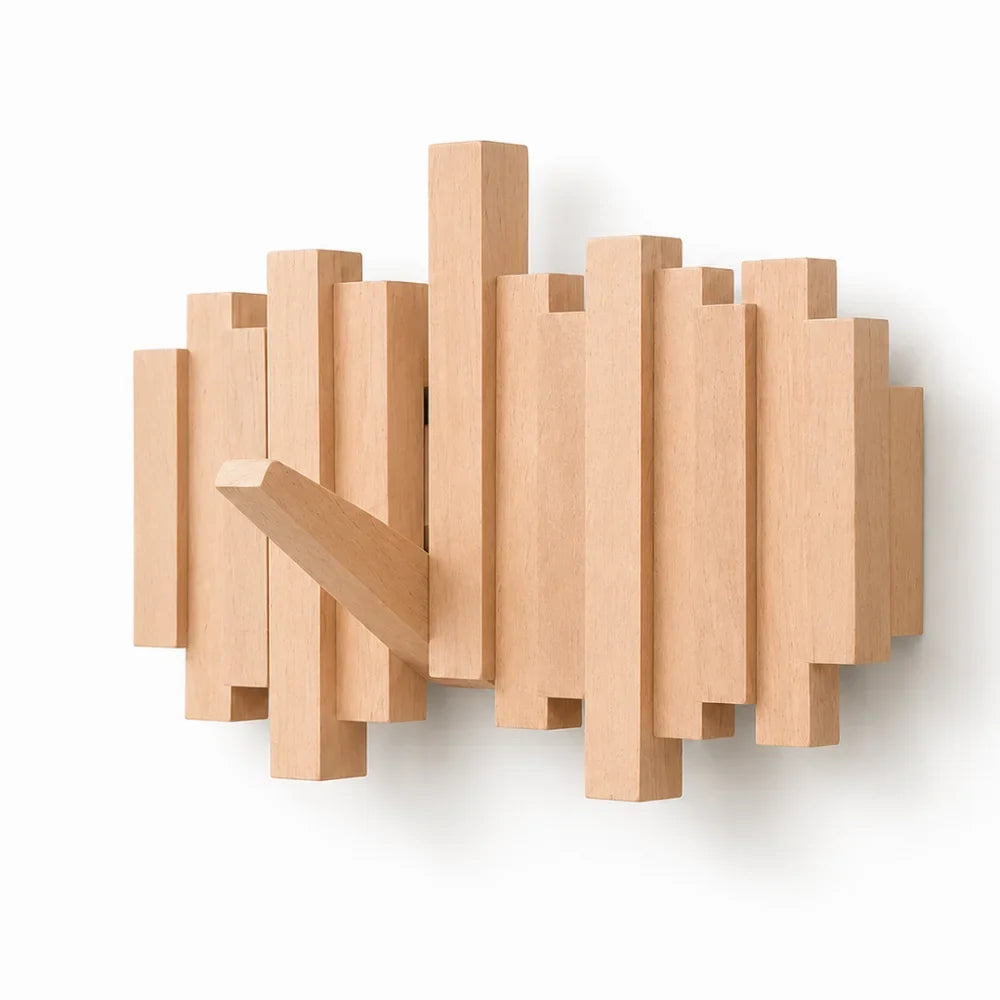 Wall-mounted wooden coat rack