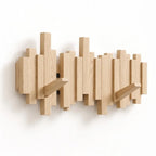 Wall-mounted wooden coat rack